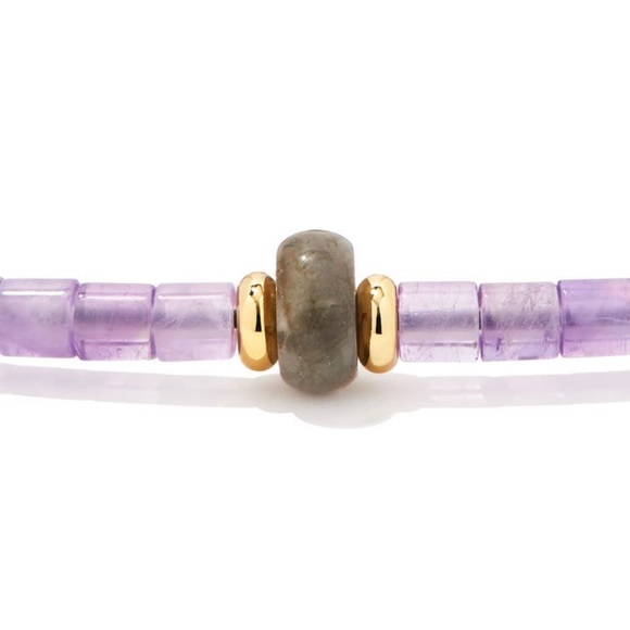 KENDRA SCOTT Insley Stretch Bracelet Genuine Amethyst Jade Gold Plated Beads NWT - Picture 2 of 6